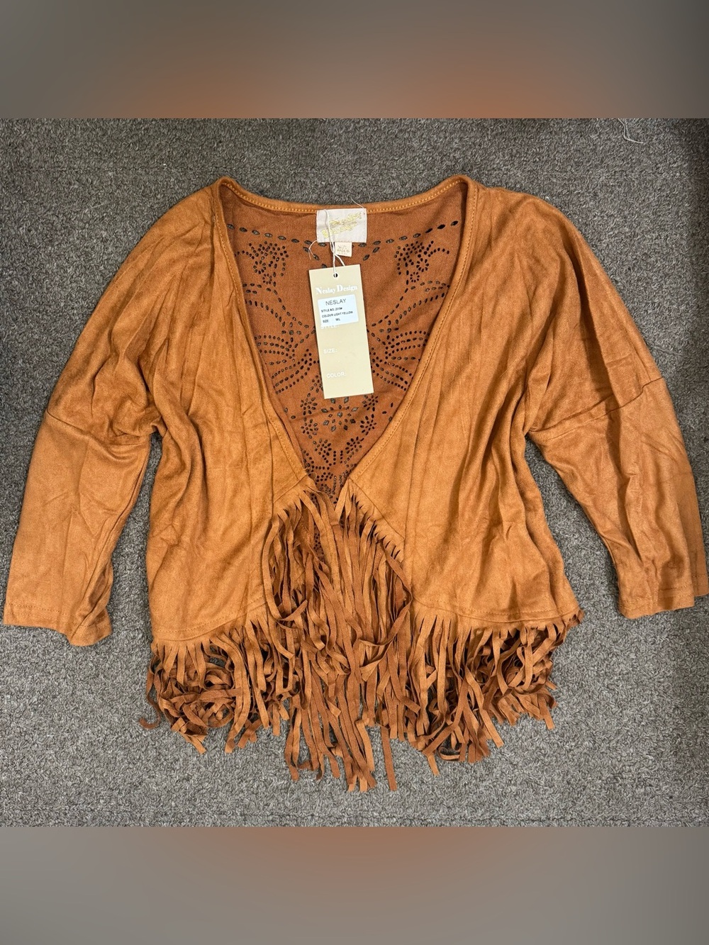 3 for $50 Western style Vegan Suede quarter sleeve thin Fringe Jacket size small